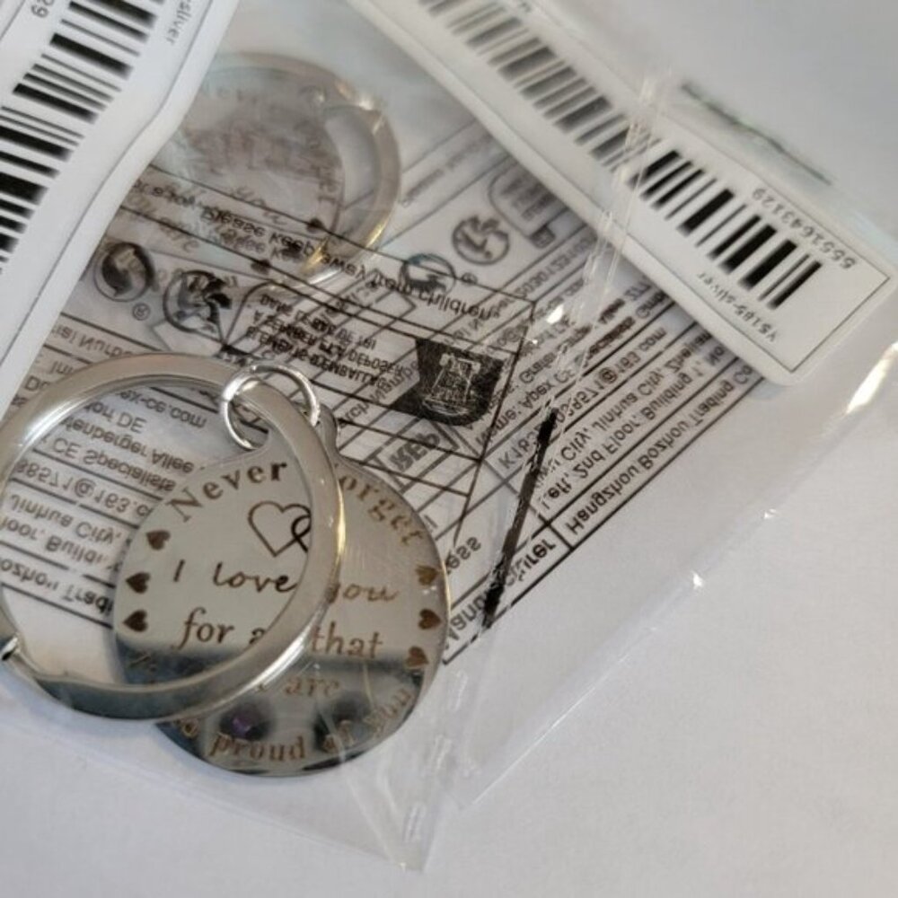 Never Forget I Love You Keychain Stainless Steel Bag Charm Keyring OS New - Picture 2 of 9